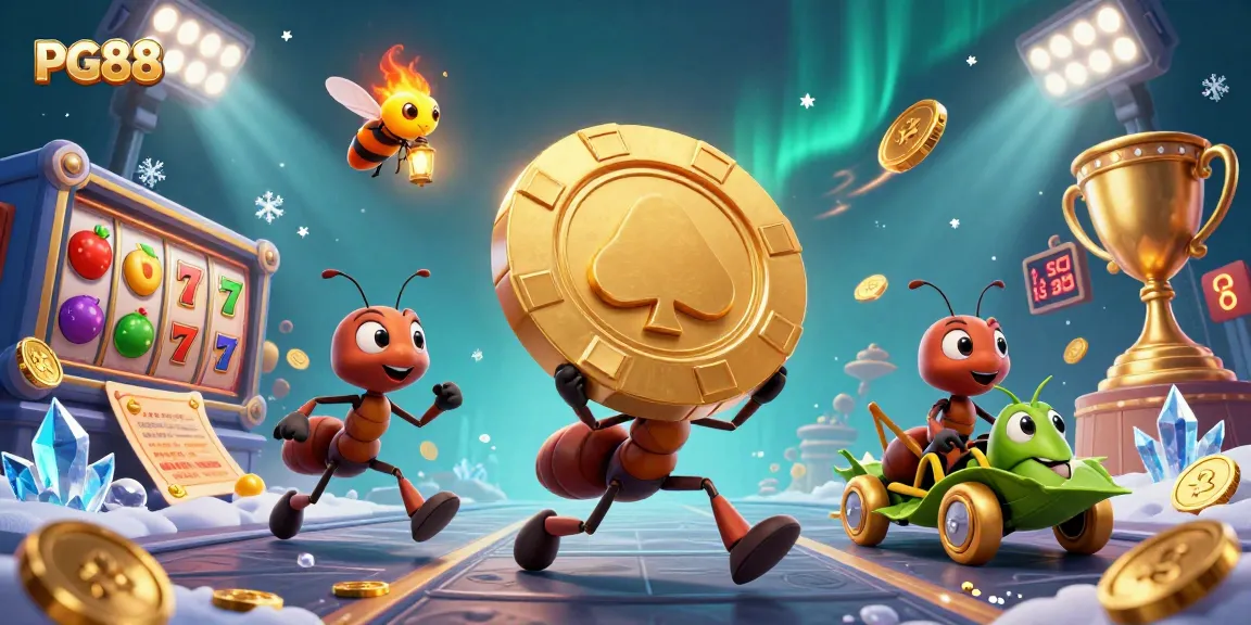 Experience PG88's thrilling jackpot action with ants on a heist and rich casino elements!