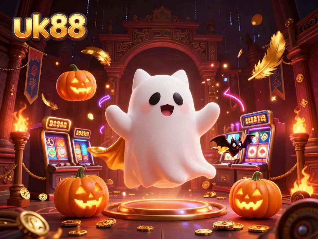 Experience thrilling gameplay with uk88's ghost cat in an exciting haunted casino adventure.